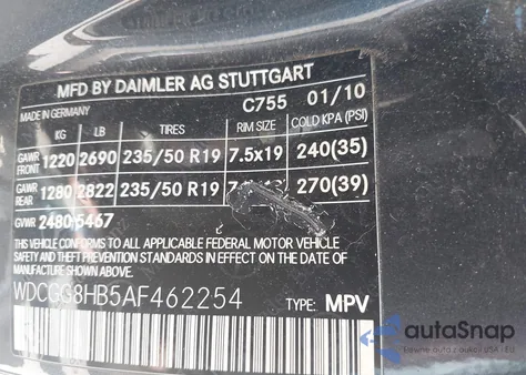 2010 Mercedes-Benz Glk 350 4Matic from USA, damaged, VIN WDCGG8HB5AF462254